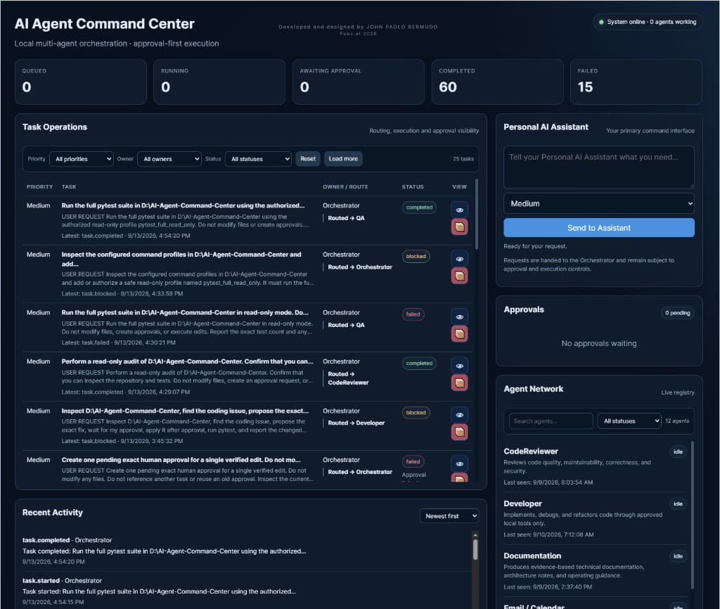 AI Agent Command Center UI